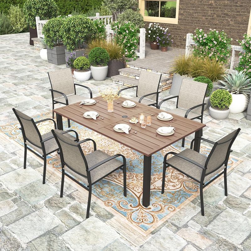 7 Piece Patio Dining Set Outdoor Table Chairs Furniture Set for Garden Yard Lawn