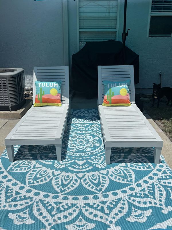 Set of 2 Taupe Pool Chaise Lounges w/ 5-Level Adjustable Backrest | Waterproof Patio Chairs