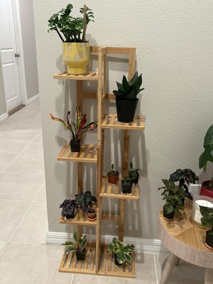 Natural Bamboo Corner Plant Stand: 6-Tier, 46-Inch Tall Shelf for Multiple Indoor Plants