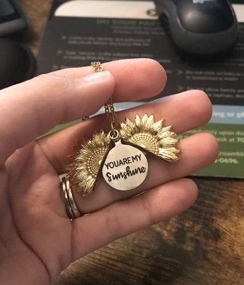 Silver Gold, You are my Sunshine Sunflower, Locket Pendant Necklace Jewelry Gift