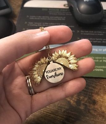 Silver Gold, You are my Sunshine Sunflower, Locket Pendant Necklace Jewelry Gift