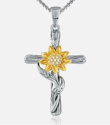 Sunflower Cross Necklace for Women You Are My Sunshine Necklace