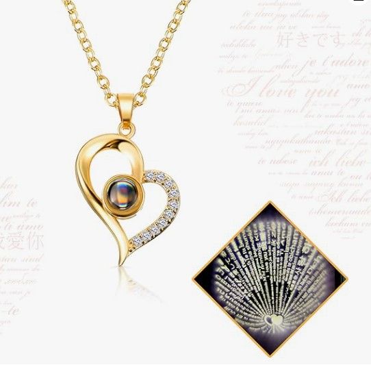 100 I Love You Necklace Rose Gold GP Roman Numerals Pendant Memory of Love Gift