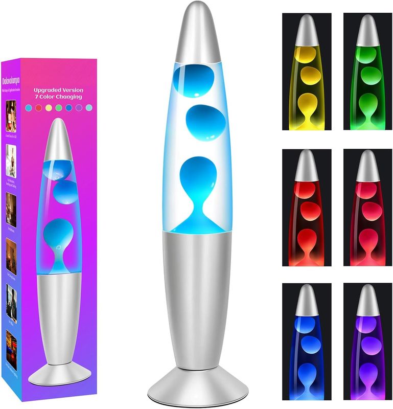 Lava the Original 14.5&quot; Silver Wax with Blue Liquid Lava Lamp