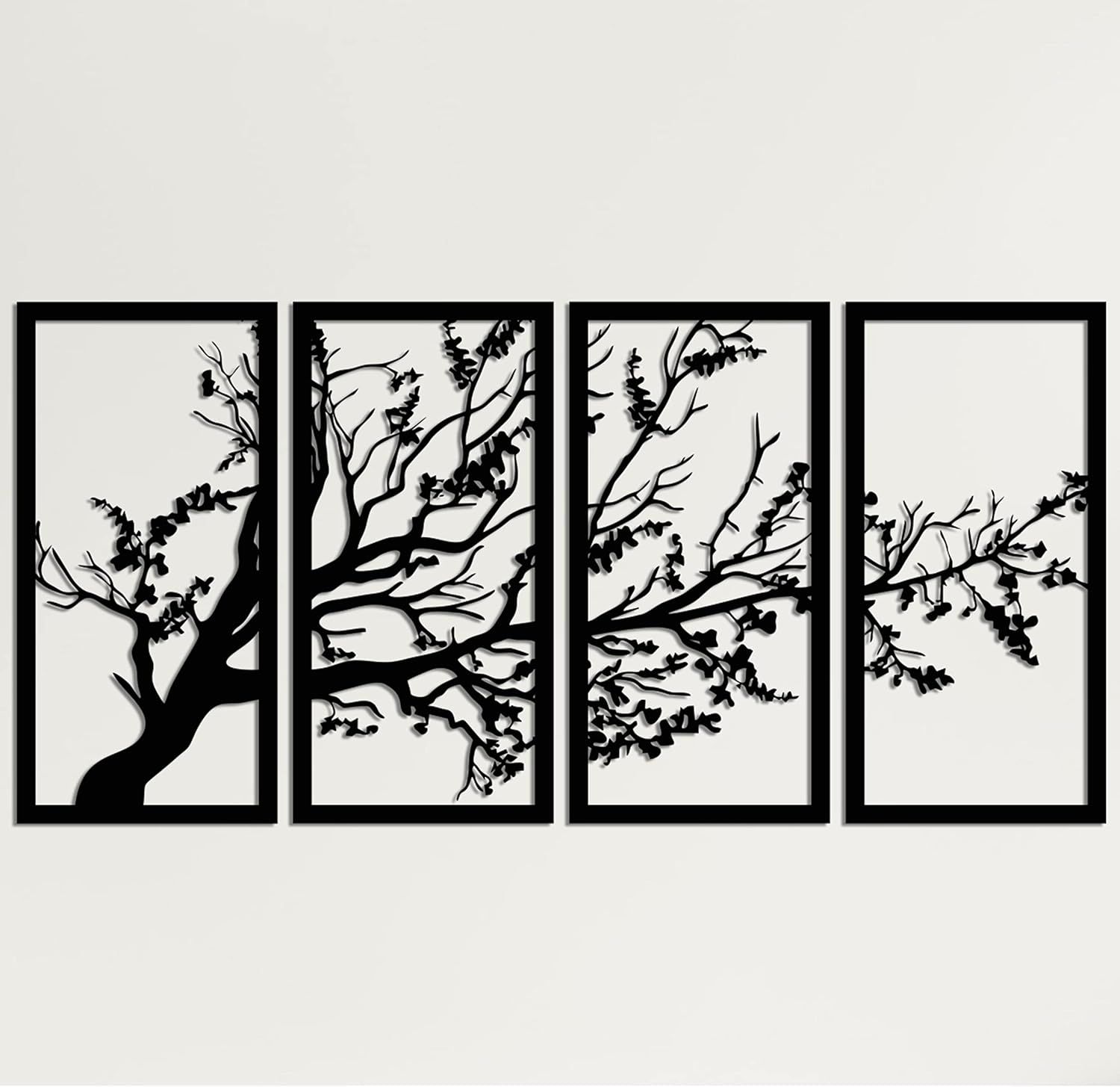 Metal Wall Art, 4 Panels Tree of Life Decor, Metal Tree Decoration, Metal Wall Hangings, Tree Sign, Home Decor, Metal Wall Decor