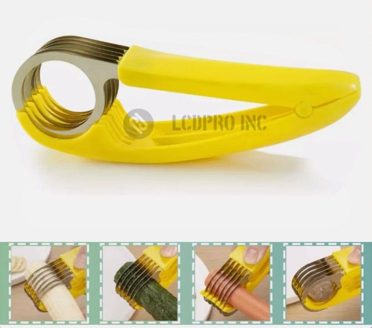 Banana Slicer ABS Stainless Fruit Vegetable Salad Peeler Cutter Kitchen Tools US