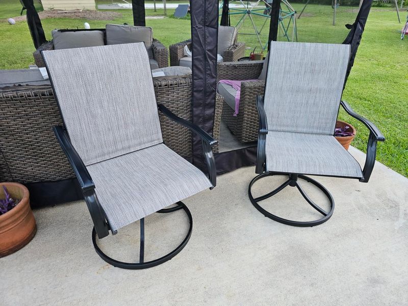 Swivel Chairs Metal SET OF 2 Outdoor Seats Steel Patio Porch Furniture
