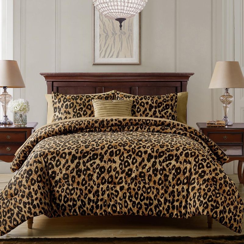 Cheetah Print Bed in a Bag Comforter Sheet Set Bedroom Bedding Full 8 Piece