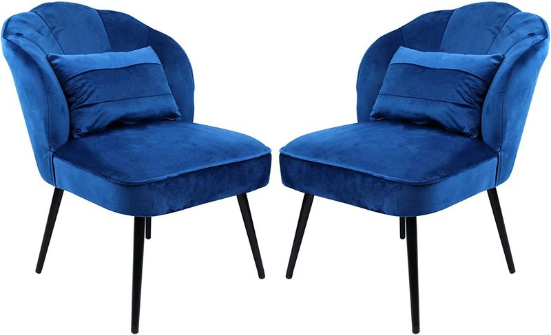 Set 2 Velvet Accent Chair Single Sofa Upholstered Leisure w/ Pillow Metal Legs