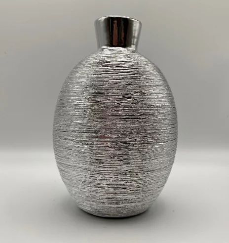 Goods2UQuick Home Accent Decor Indoor Richland Vases Elegant Ceramic Silver 6"