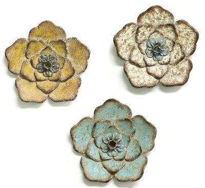 Set of 3 Home Accent Wall Art Decor Flower Stratton Home Decor Farmhouse Rustic Multicolor Flowers Wall Decor
