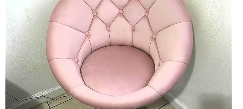 NEW Vanity Makeup Swivel Accent Chair Height Adjustable Round Back Pink
