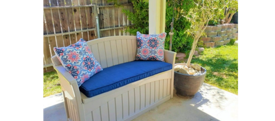 50 Gallon Patio Bench with Storage - Decorative Resin Outdoor Patio Bench