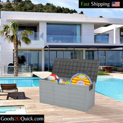 75 Gallon Outdoor Storage Box Rattan Garden Cushion Organizer Patio Deck Cabinet