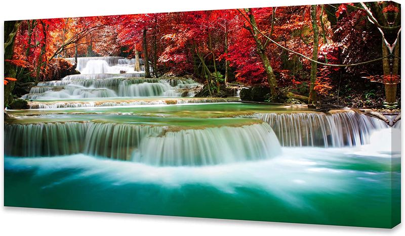 Home Decor Wall Art 1 Pieces Waterfall Canvas Print Landscape Paintings Framed Red Trees Forest Canvas Falls Picture for Bedroom Living Room Office Kitchen Home Decor Ready to Hang Home Decor Wall Art 1 Pieces Waterfall Canvas Print Landscape Paintings Framed Red Trees Forest Canvas Falls Picture for Bedroom Living Room Office Kitchen Home Decor Ready to Hang