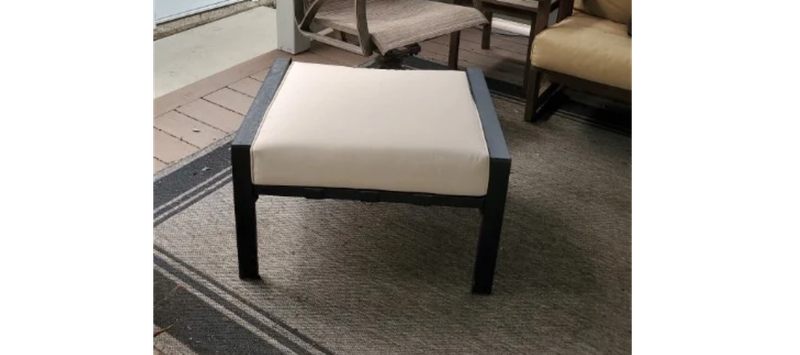 Outdoor Ottoman Patio Footstool Small Seat Furniture with Soft Thick Cushion