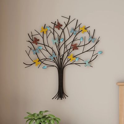 Tree of Life Butterfly Metal Wall Art- Hand Painted Decorative 3D Butterflies/Leaves for Modern Farmhouse Rustic Home or Office Decor By Lavish Home Tree of Life Butterfly Metal Wall Art- Hand Painted Decorative 3D Butterflies/Leaves for Modern Farmhouse Rustic Home or Office Decor By Lavish Home