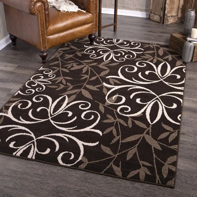Goods2UQuick Iron Fleur Indoor Area Rug, Brown, 60" x 90" 5x7