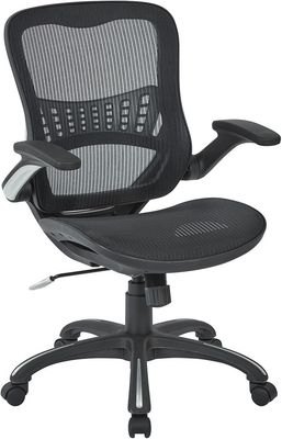 Ventilated Manager's Office Desk Chair with Breathable Mesh Seat and Back, Black Base, Black