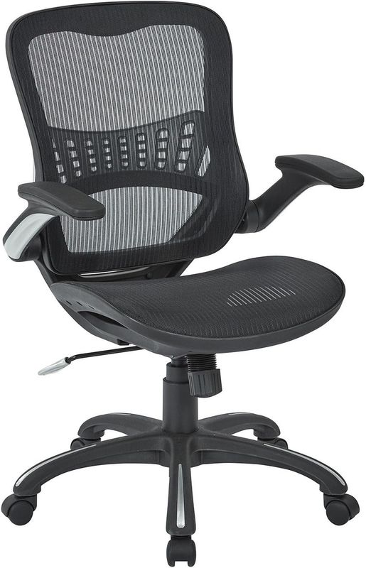 Ventilated Manager's Office Desk Chair with Breathable Mesh Seat and Back, Black Base, Black