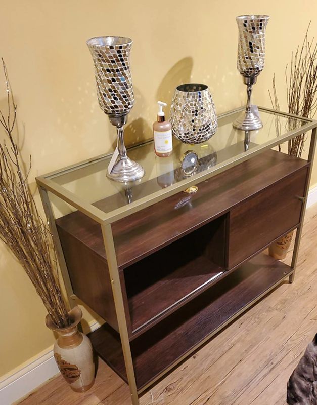 Sideboard, Side Cabinet with Glass Top