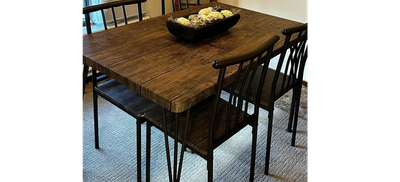 NEW 5 Piece Wood &amp; metal Modern Dining Table Set Dinette/Breakfast Drift Brown