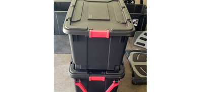 NEW Set of 2, 40-Gallon/151-Liter Wheeled Industrial Tote in Black