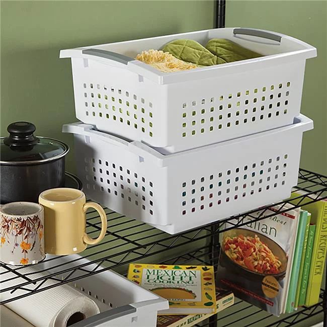 Sterilite 16648006 Stacking Basket  White - Large