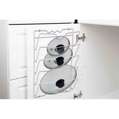 Home Basics Wall Cabinet Mount 4-Shelf Pot Lid Rack Organizer, White