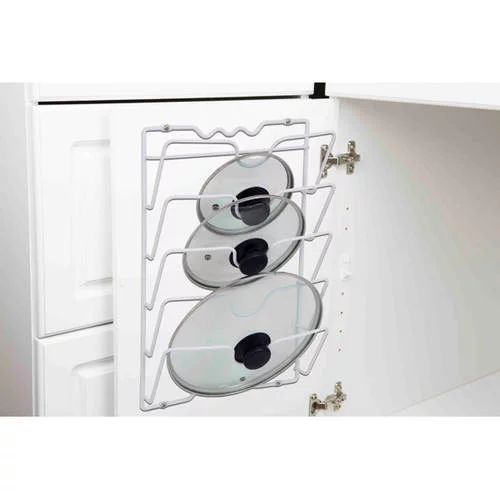 Home Basics Wall Cabinet Mount 4-Shelf Pot Lid Rack Organizer, White