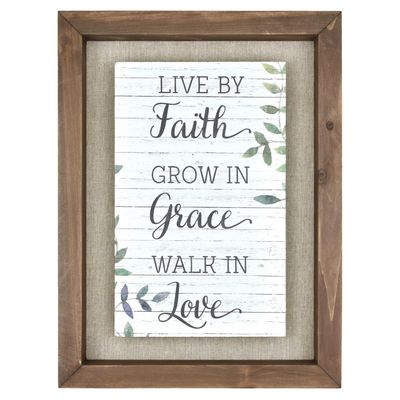 Better Homes &amp; Gardens 'Live by Faith' Farmhouse Sentiment Framed Wall Art, Medium Wood Wash, 71" x 20"