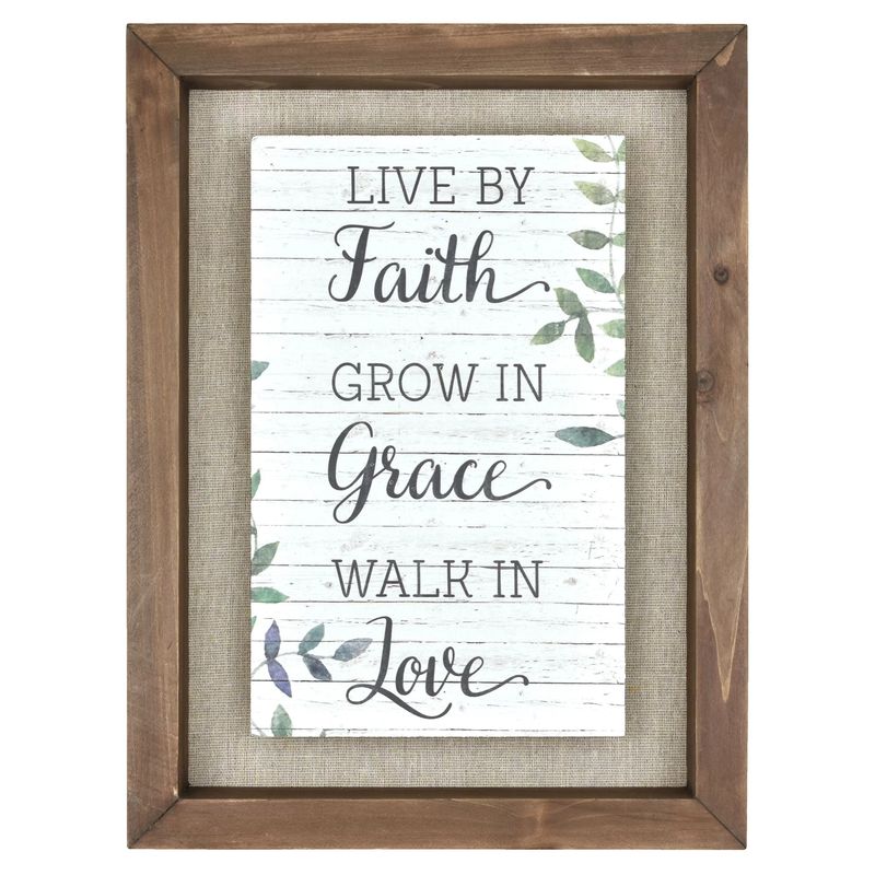 Better Homes &amp; Gardens 'Live by Faith' Farmhouse Sentiment Framed Wall Art, Medium Wood Wash, 71" x 20"