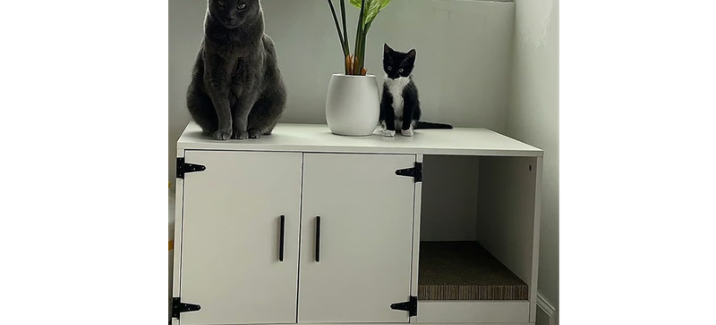 NEW Wood Pet House/Crate Hidden Litter Box Enclosure Table Nightstand White