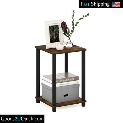 Furinno Turn-N-Tube Haydn End Table, Amber Pine/Black