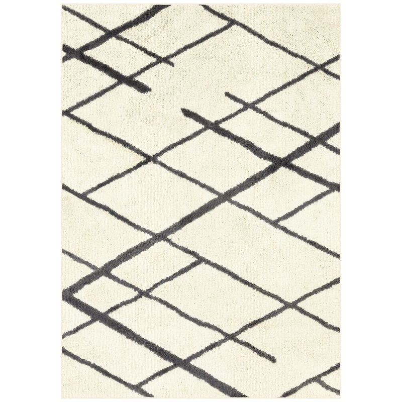 Goods2UQuick Diamond Plush Contemporary Cream Shag Area Rug, 5'x7'