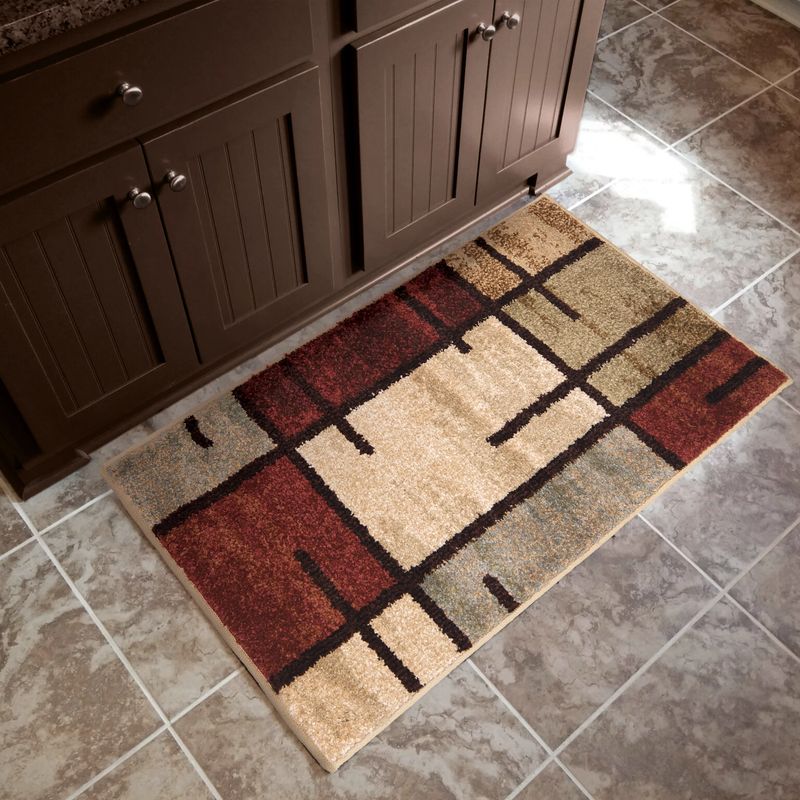 Goods2UQuick Warm Indoor Soft Kitchen Spice Grid Indoor Accent Rug, Rouge, 20" x 34"