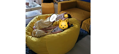 NEW 5 Foot Plush Ultra Soft Bean Bags Chairs Memory Foam Beanless Lemon