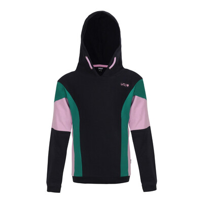 LMJ Donkerblauwe sweater met groen/lila LMJ Donkerblauwe sweater met groen/lila