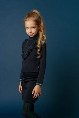 LMJ Donkerblauw kleedje met ruffle LMJ Donkerblauw kleedje met ruffle