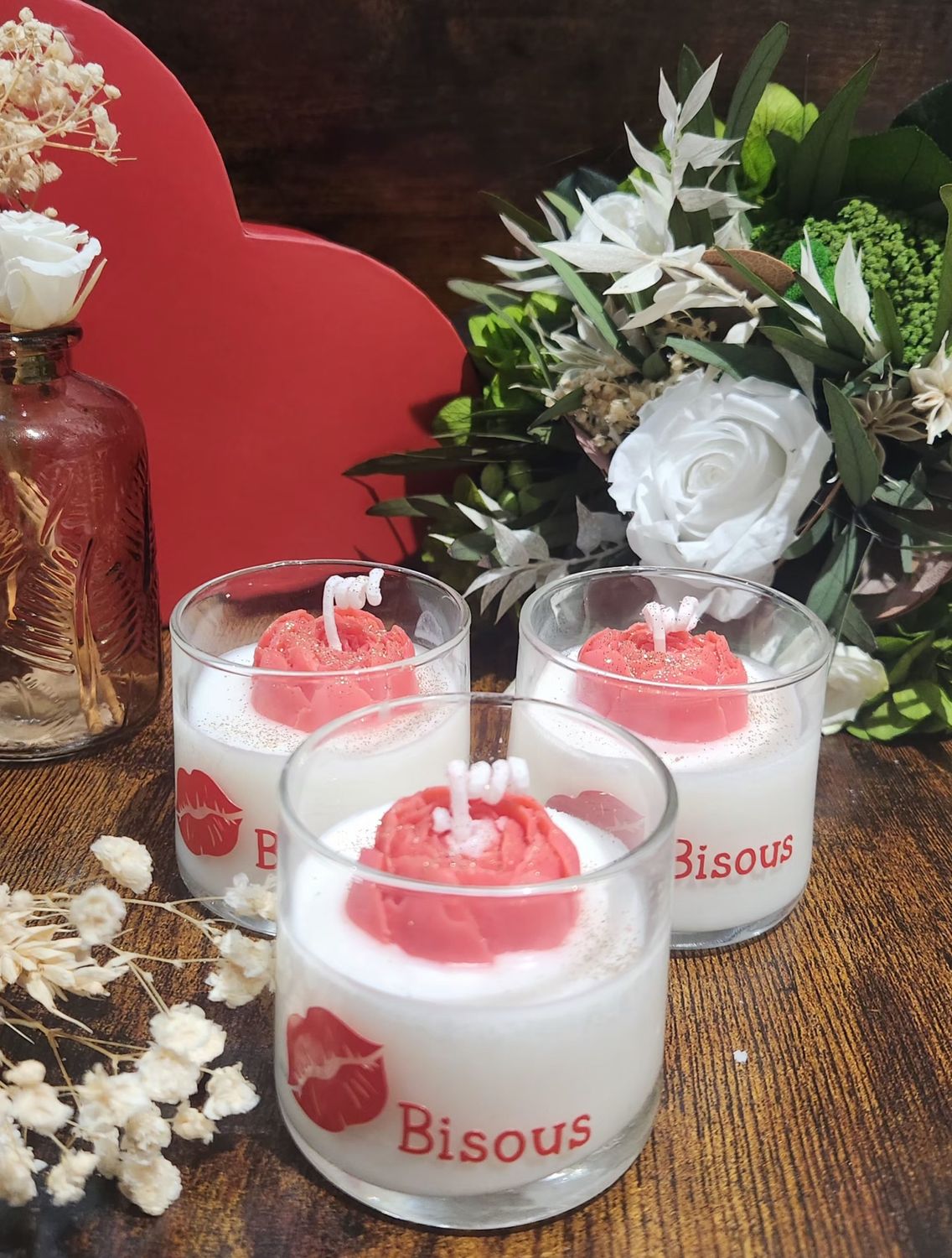 Bougie Artisanale Bisous Rouge Bougie Artisanale Bisous Rouge