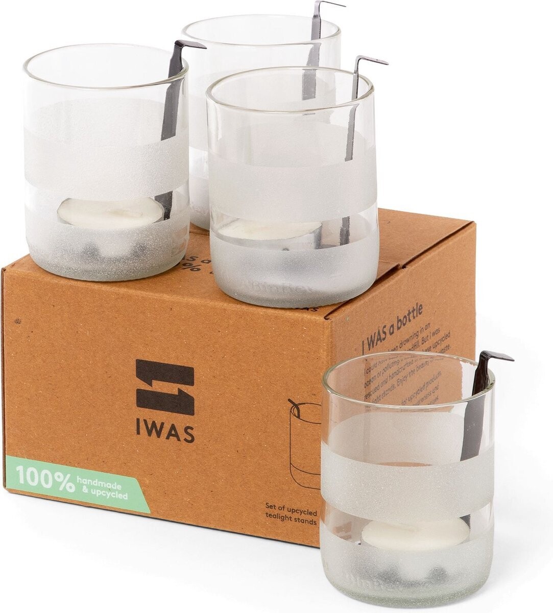 CLEAR TEALIGHT HOLDERS WITH TEALIGHTS (SET OF 4)