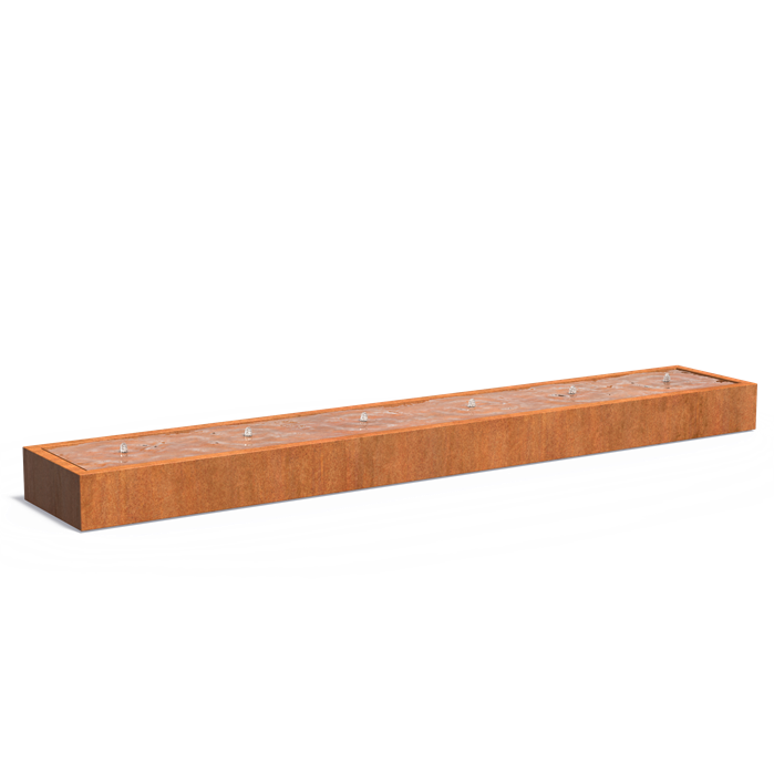 WATERTAFEL - CORTENSTAAL, Maat: (6 fountains + LED) 6000x1000x400
