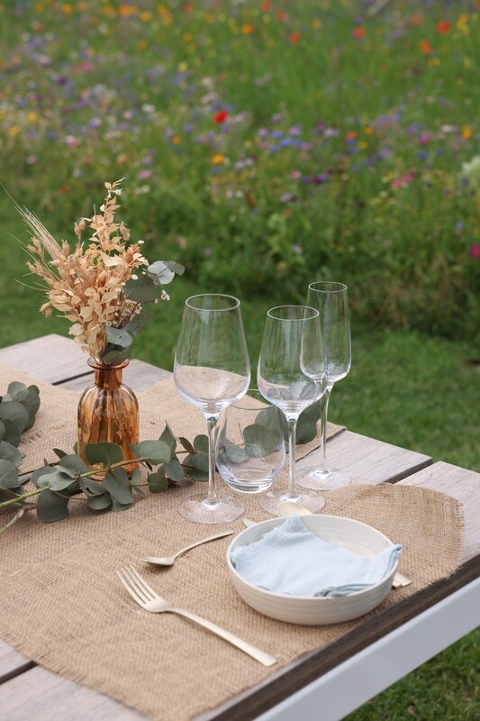 TUINTAFEL IN EIK - WIT FRAME