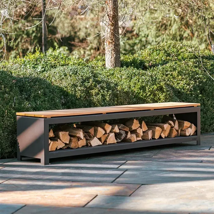 HOUTOPSLAG/TUINBANK - ZWART GELAKT STAAL