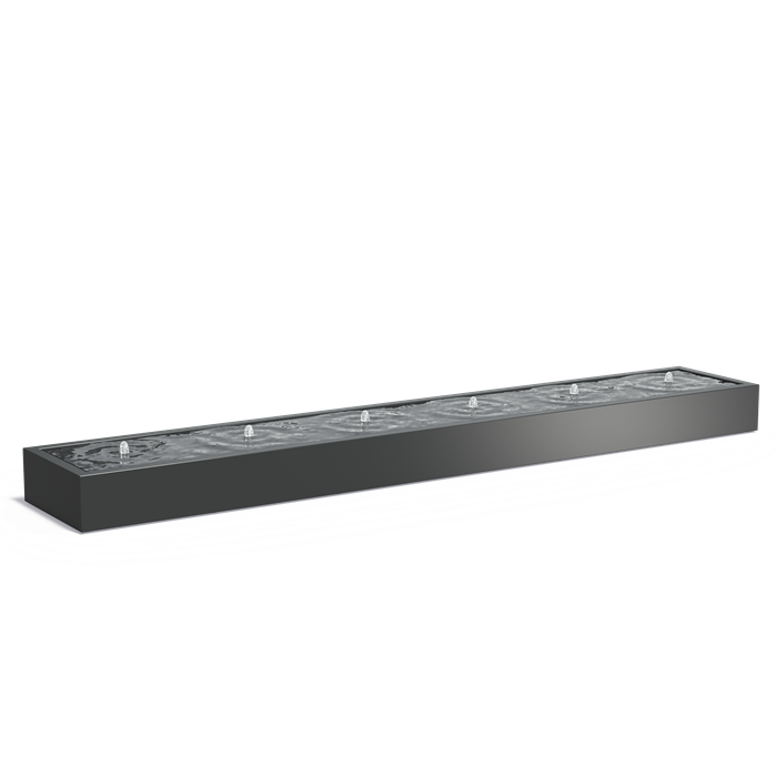 WATERTAFEL - ZWART GELAKT (aluminium), Maat: (6 fountains + LED) 6000x1000x400