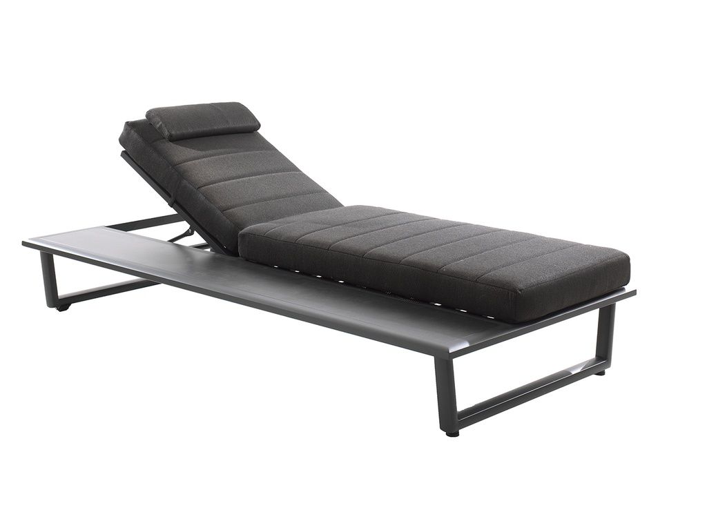 BARCELONA SUNLOUNGER, Kleur: CHARCOAL FRAME COLOR -  OLEFIN DARK GREY SEAT COLOR