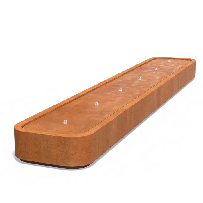 WATERTAFEL - CORTENSTAAL WATERTAFEL - CORTENSTAAL, Maat: (6 fountains + LED) 6000x1000x400