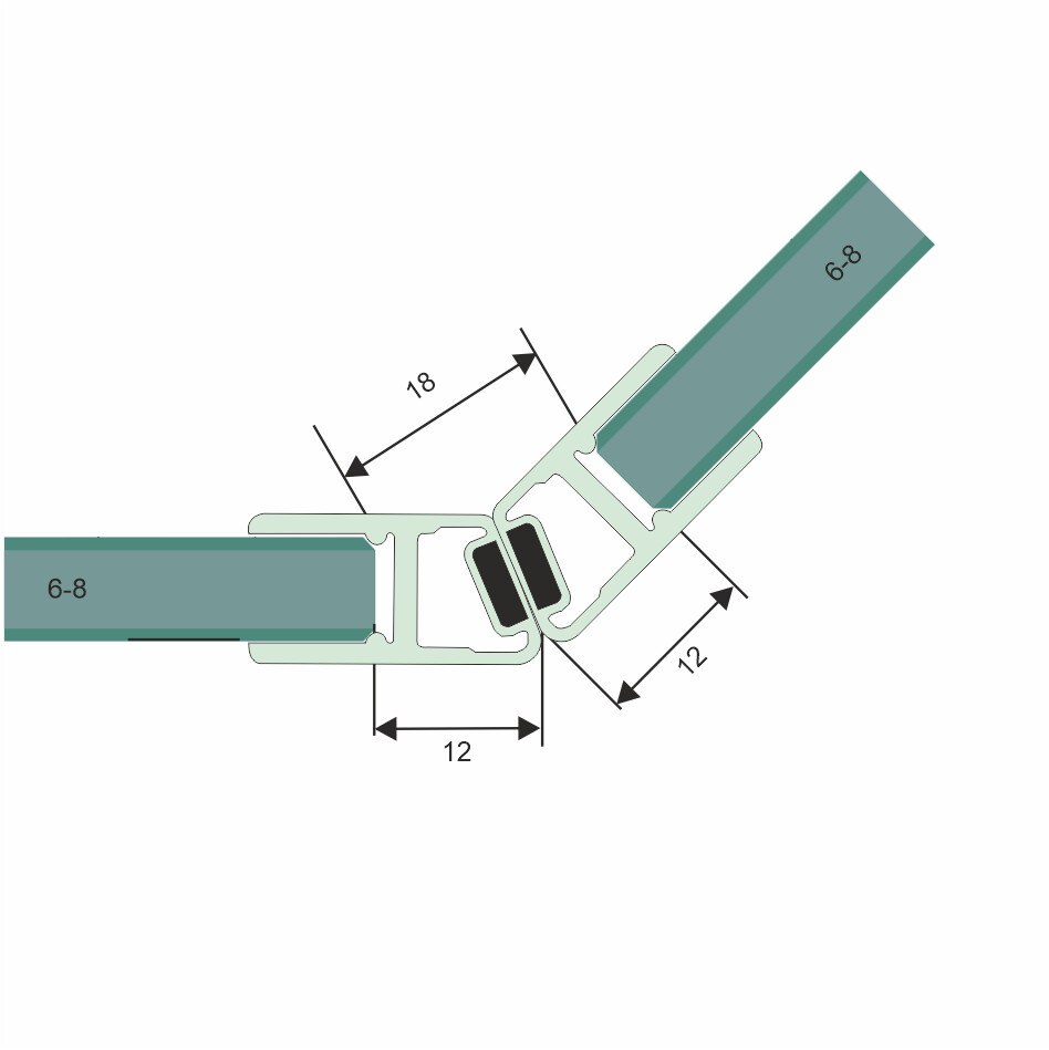 Magnetdichtung 135° für 6 + 8mm -  Länge = 2500