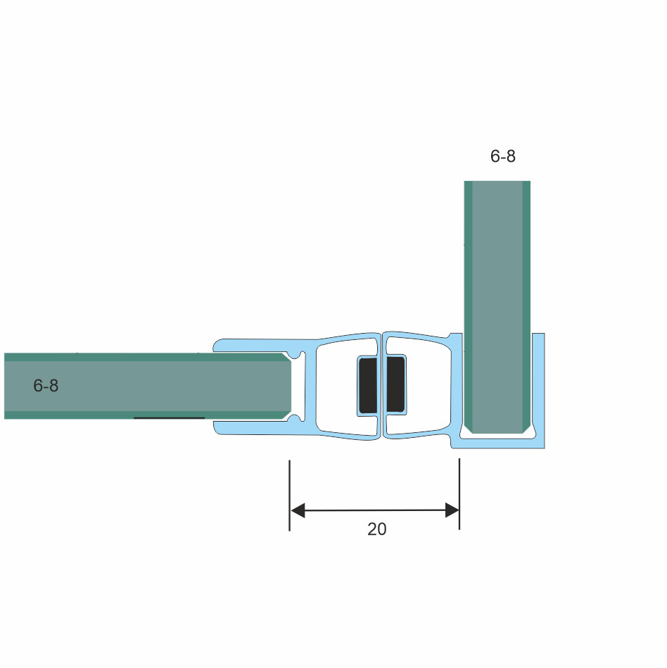 Magndetdichtung 90° für 6 + 8mm -  Länge = 2500