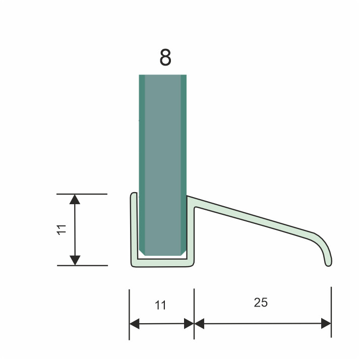 Abweisdichtung für 6 + 8mm -  Länge = 2000